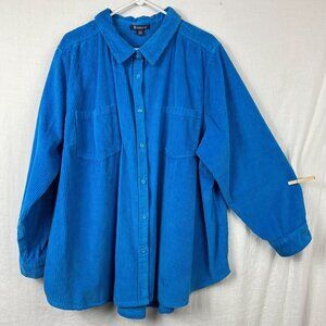 Oversized Wide Wale Corduroy Button Up Shirt Womens 28 Plus Size Baggy 90s